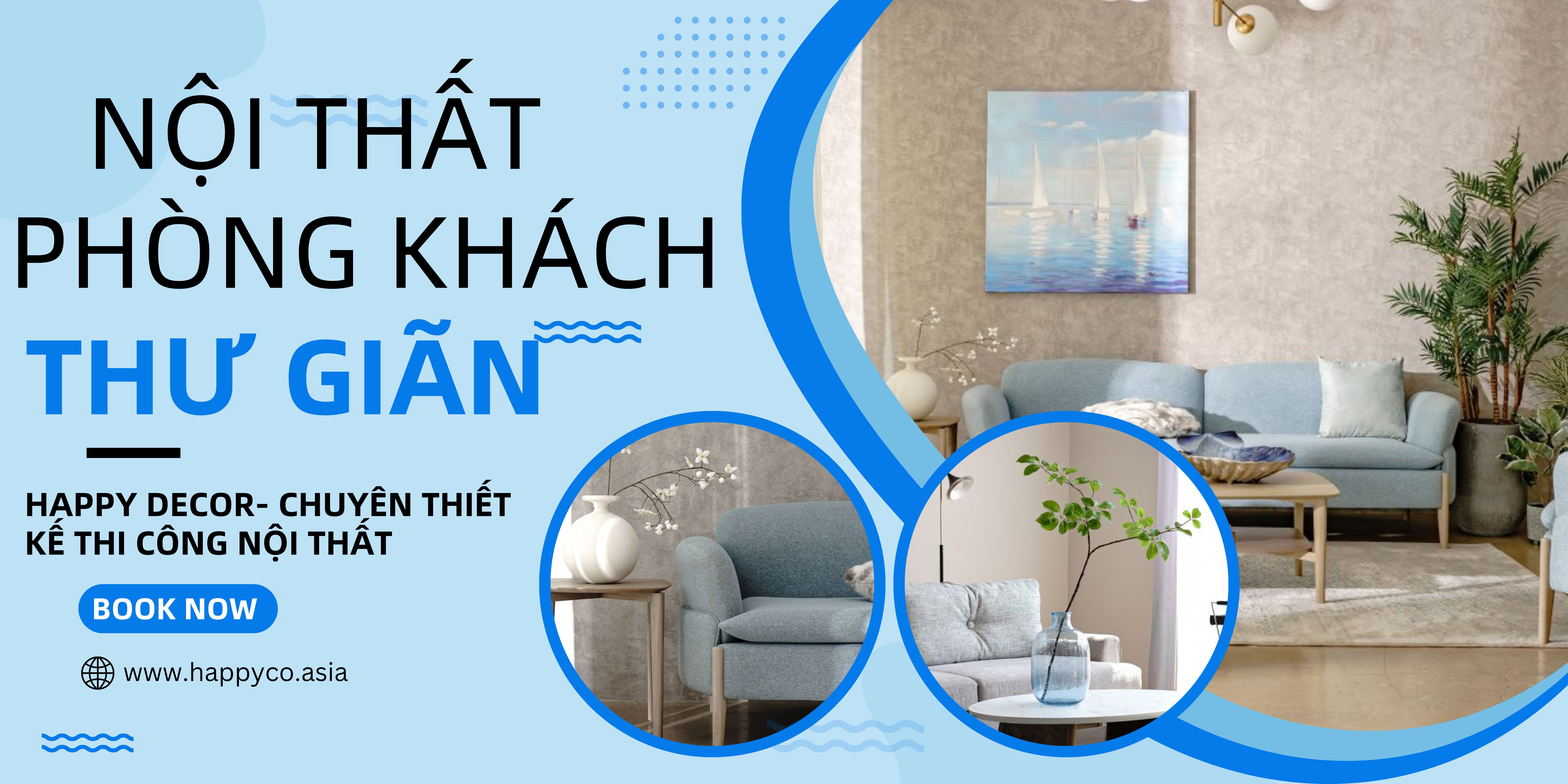 Nội thất phòng khách thư giãn êm ái