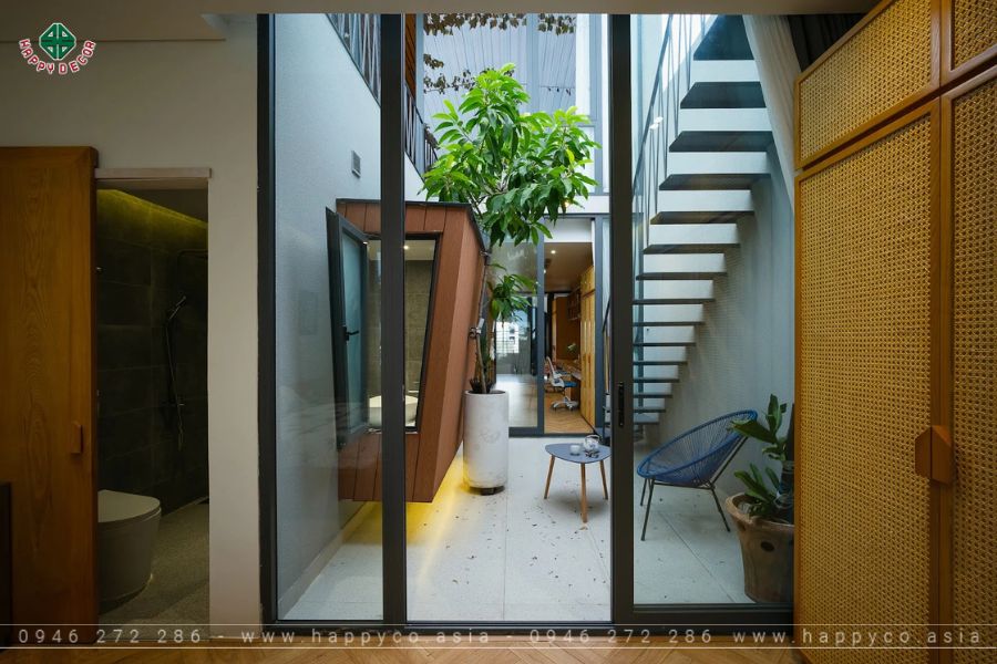 Khu vực đọc sách phía dưới tầng thượng Khu vực đọc sách phía dưới tầng thượng