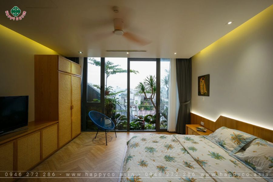 Phòng ngủ 2 với ban công hòa quyện với thiên nhiên Phòng ngủ 2 với ban công hòa quyện với thiên nhiên