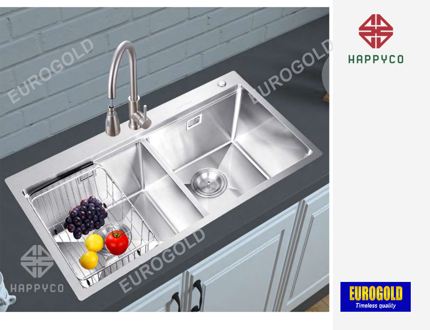 CHẬU RỬA BÁT INOX 304 EUS88850 EUROGOLD