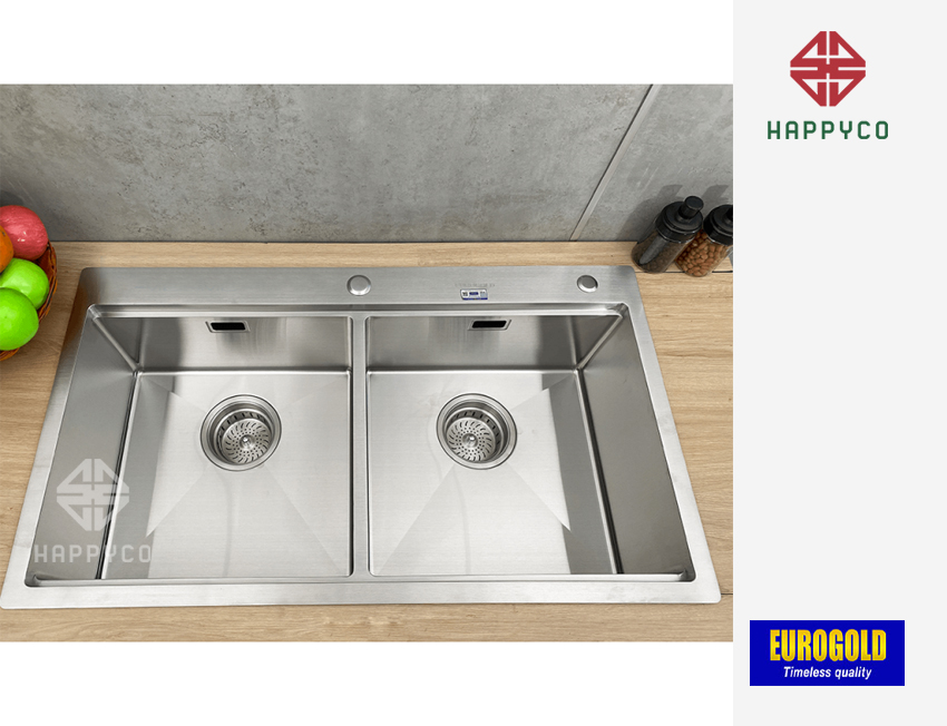CHẬU RỬA BÁT INOX 304 EUS88850 EUROGOLD