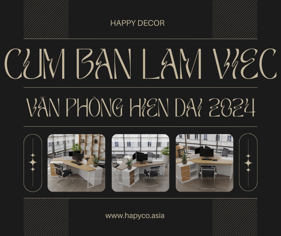Cụm bàn làm việc do Happy Decor thiết kế và thi công