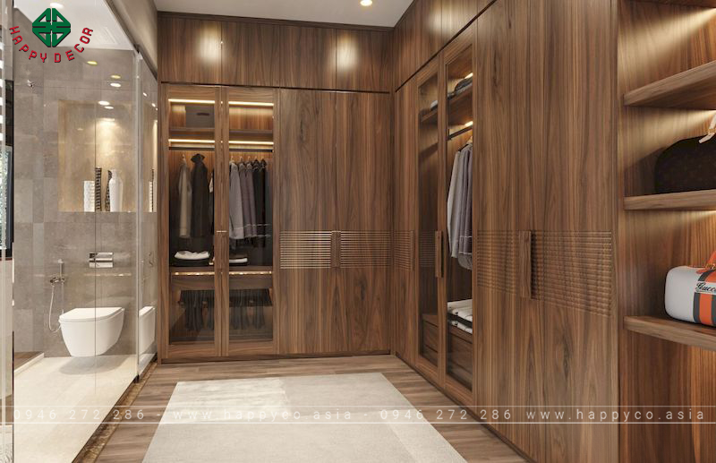 Nội thất nhà liền kề Ecopark - Phòng thay đồ lớn trong phòng ngủ cho gia chủ