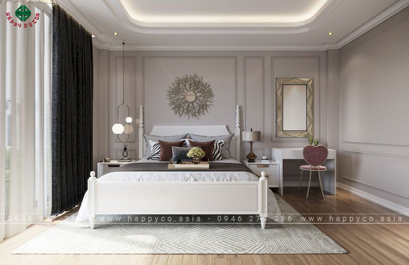 Hình ảnh nội thất nhà liền kề Ecopark - Phòng ngủ con gái tân cổ điển thiết kế tinh tế, hoàn hảo