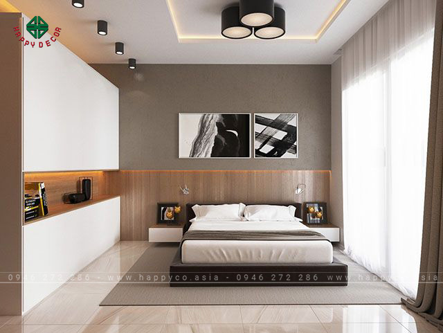 Gạch ốp tường giả gỗ phòng ngủ