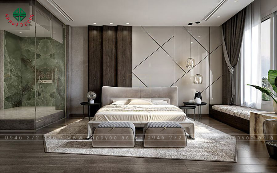 mẫu gạch ốp tường phòng ngủ đẹp, hiện đại, sang trọng