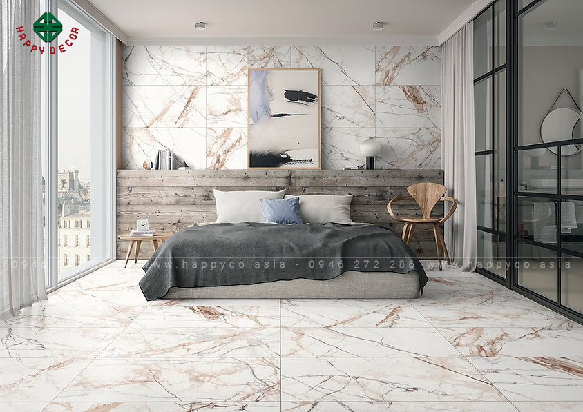 mẫu gạch ốp tường phòng ngủ đẹp, hiện đại, sang trọng