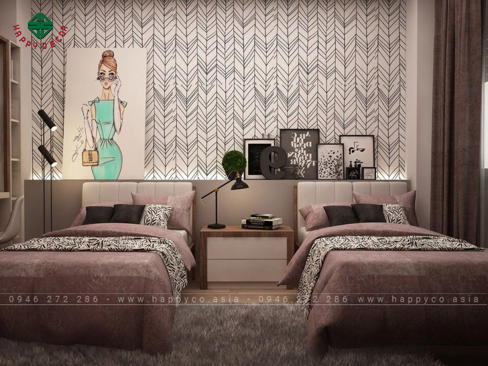 Mẫu gạch ốp tường phòng ngủ đẹp họa tiết xương cá