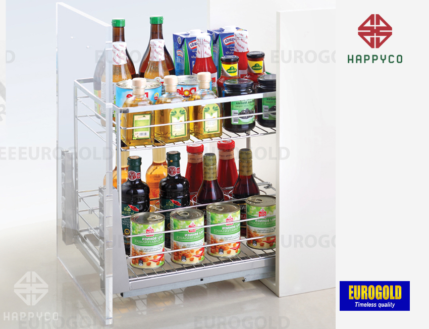 Kệ gia vị inox nan vuông, ray giảm chấn ERO2020B2