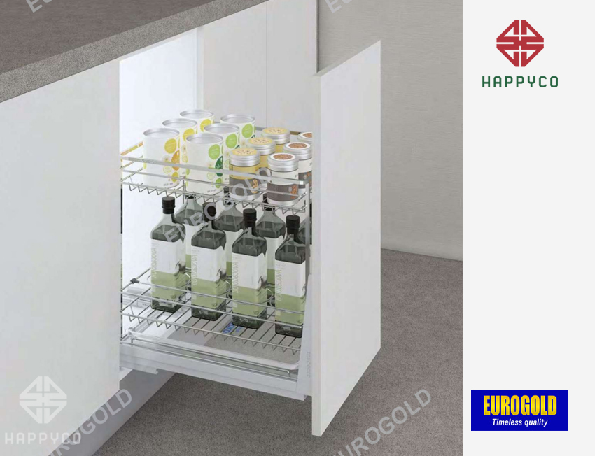 Kệ gia vị inox nan vuông, ray giảm chấn ERO2020B2