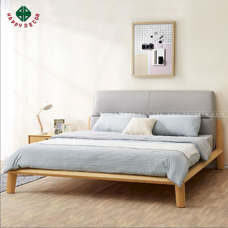 Giường gỗ sồi thiết kế đơn giản