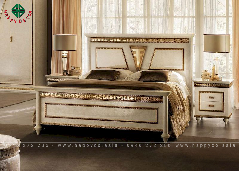 Giường ngủ tân cổ điển gỗ tự nhiên - mẫu 01