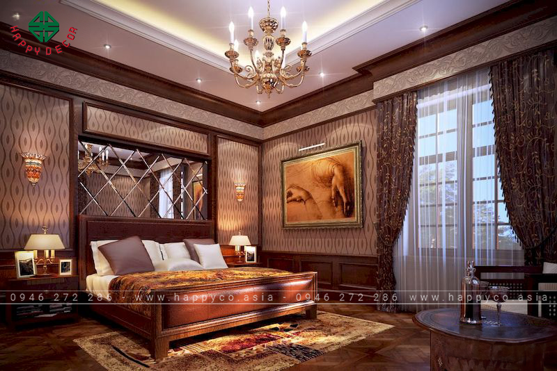 Giường ngủ tân cổ điển gỗ tự nhiên - mẫu 12