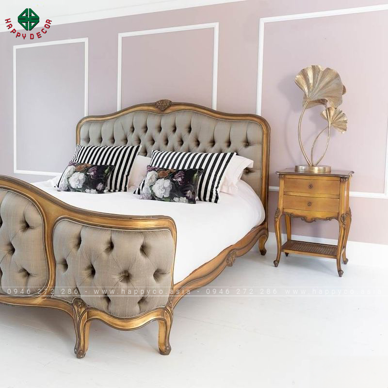 Giường ngủ tân cổ điển gỗ tự nhiên - mẫu 07