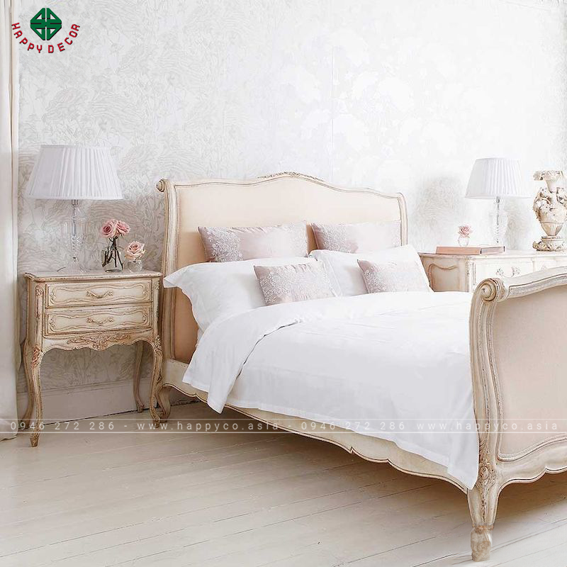 Giường ngủ tân cổ điển gỗ tự nhiên - mẫu 15