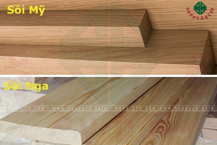 Gỗ sồi Nga có màu nâu nhạt trong khi gỗ sồi Mỹ có màu nâu đậm hơn