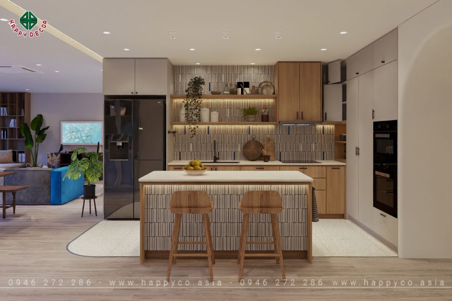 Tủ bếp cao kịch trần kết hợp ánh sáng âm tủ Tủ bếp cao kịch trần kết hợp ánh sáng âm tủ