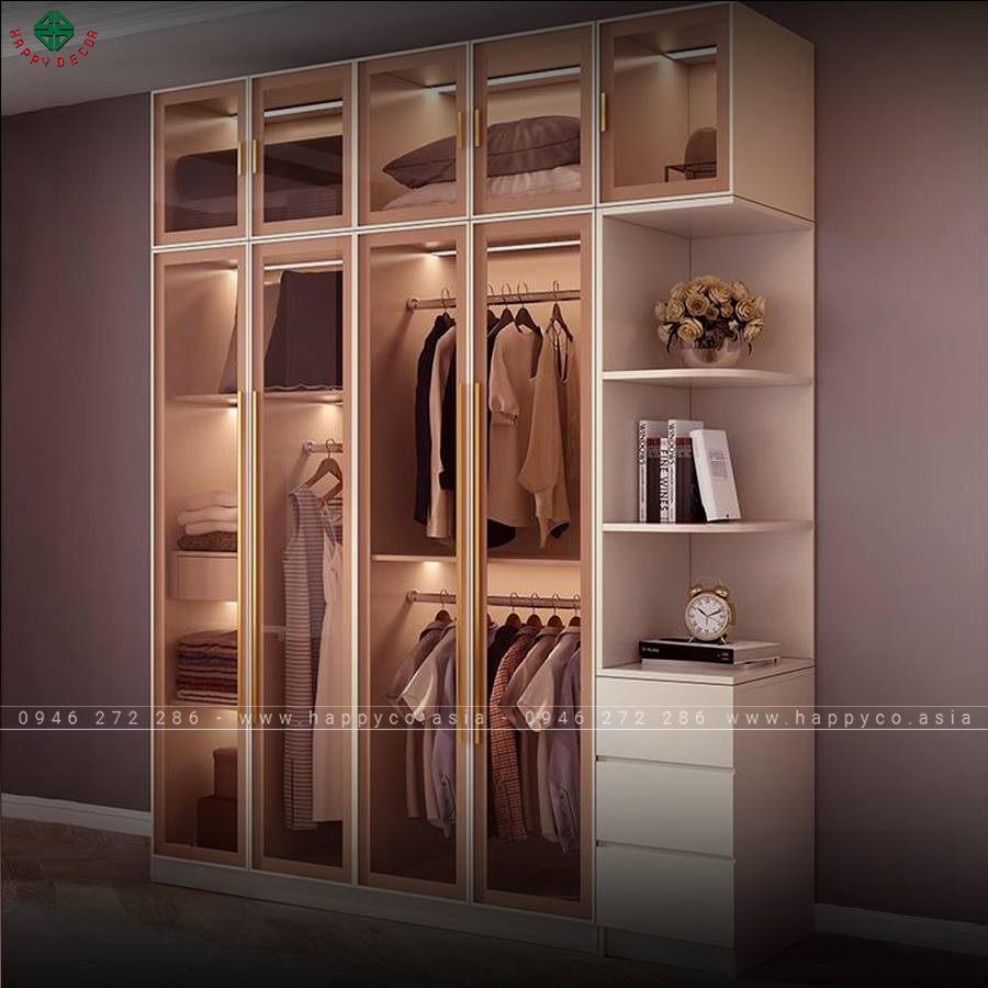 Tủ áo cánh kính kết hợp vơi tủ tài liệu thật tiện lợi