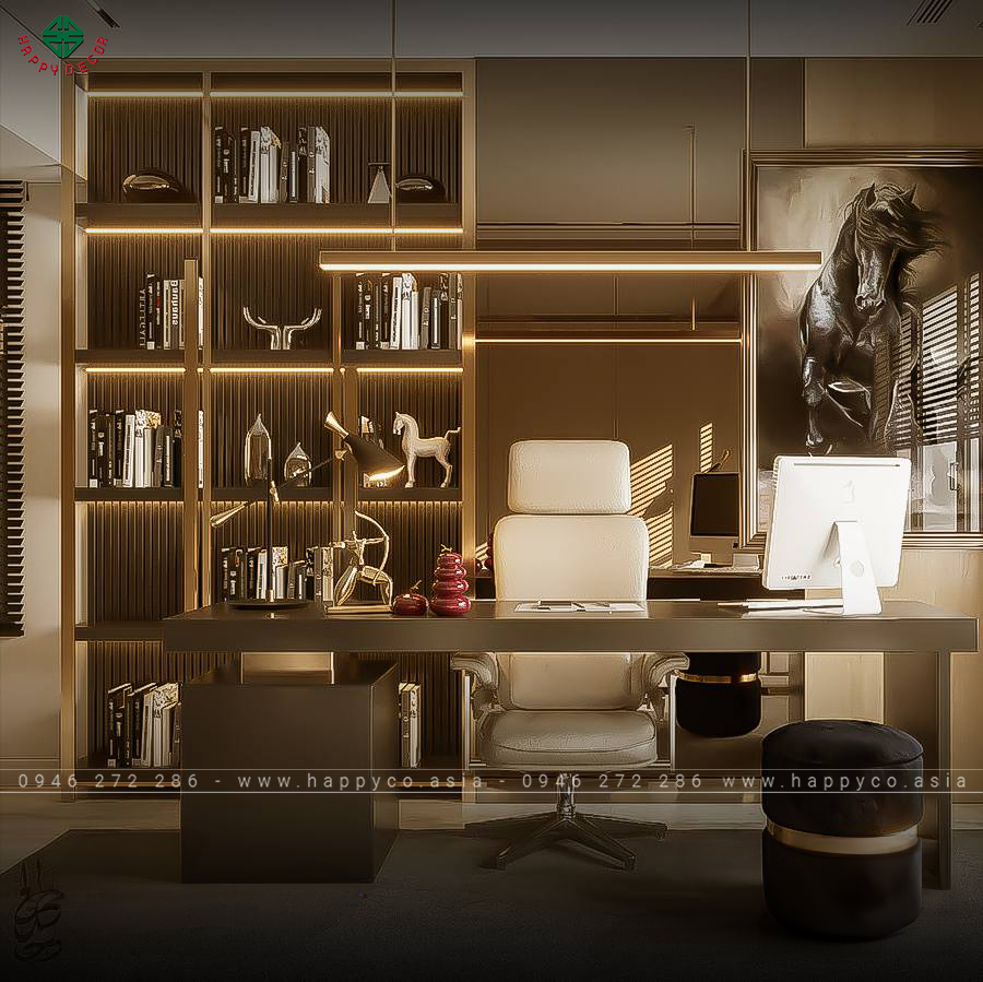 Bàn làm việc kết hợp tủ cánh kính đựng tài liệu