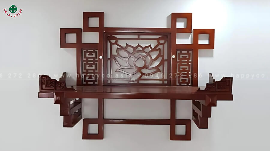 Bàn thờ gỗ treo tường vừa tiết kiệm không gian, vừa thẩm mỹ Bàn thờ gỗ treo tường vừa tiết kiệm không gian, vừa thẩm mỹ