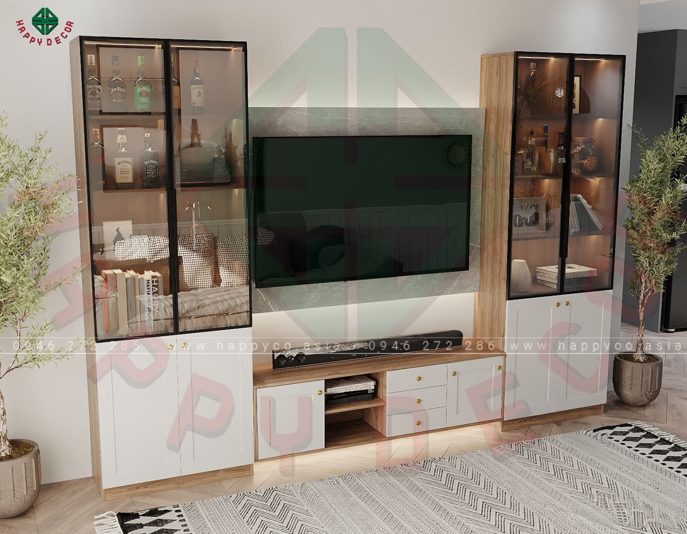 Mẫu kệ tivi hiện đại có đèn led đẹp KT6800