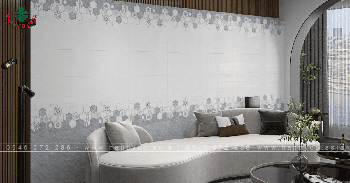 Gạch ốp tường phòng khách Vitto