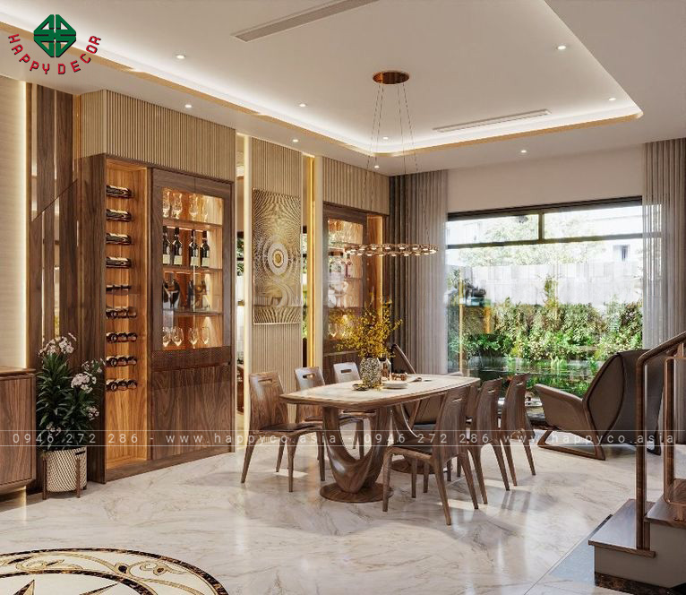 Tủ Bếp Cao Cấp Cửa Kính Gỗ óc chó Model-M9