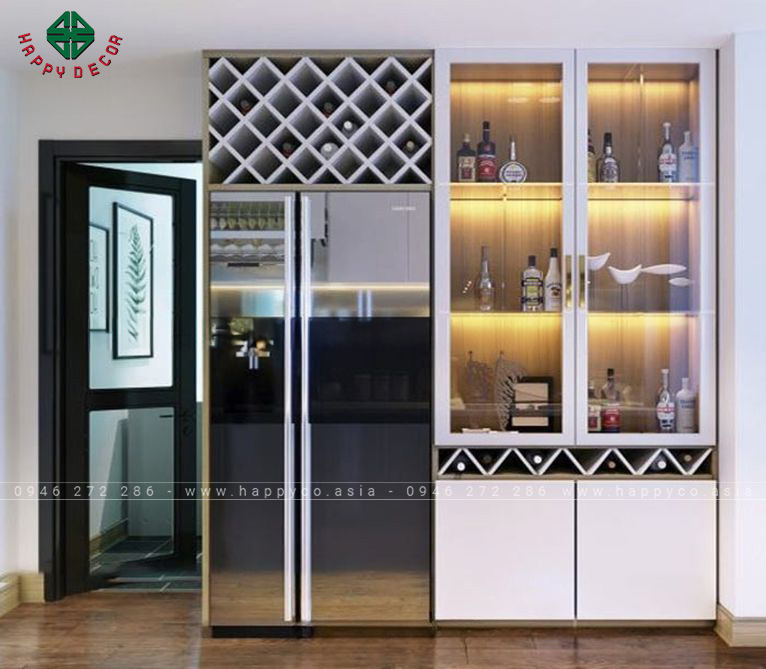 Mẫu tủ rượu cửa kính bếp - M45