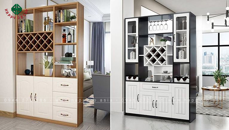Tủ rượu kính vách ngăn phòng khách bếp model-M34