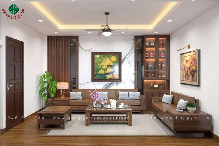 Mẫu tủ rượu cửa kính phòng khách kết hợp kệ tivi-M38