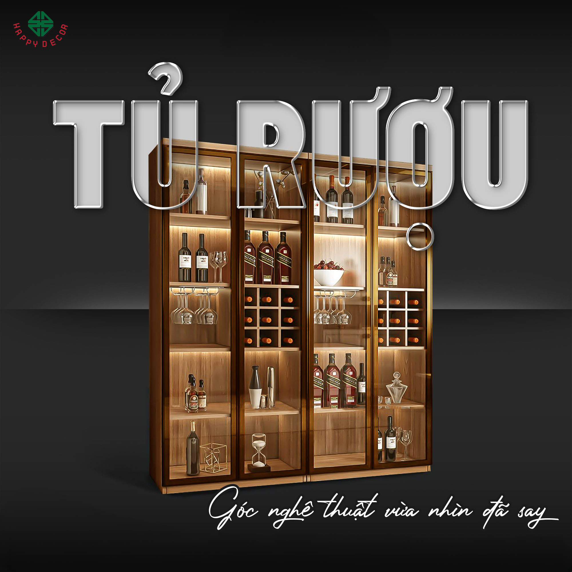 Thiêt kế thi công tủ rượu tại Biên Hòa - Mẫu 02