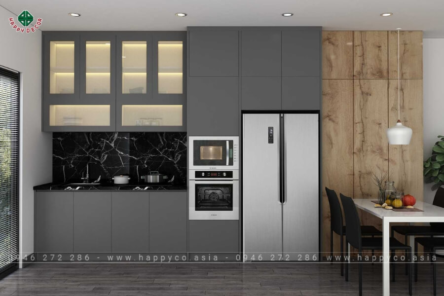 Tủ bếp gỗ công nghiệp hiện đại xám mẫu 3 Tủ bếp gỗ công nghiệp hiện đại xám mẫu 3