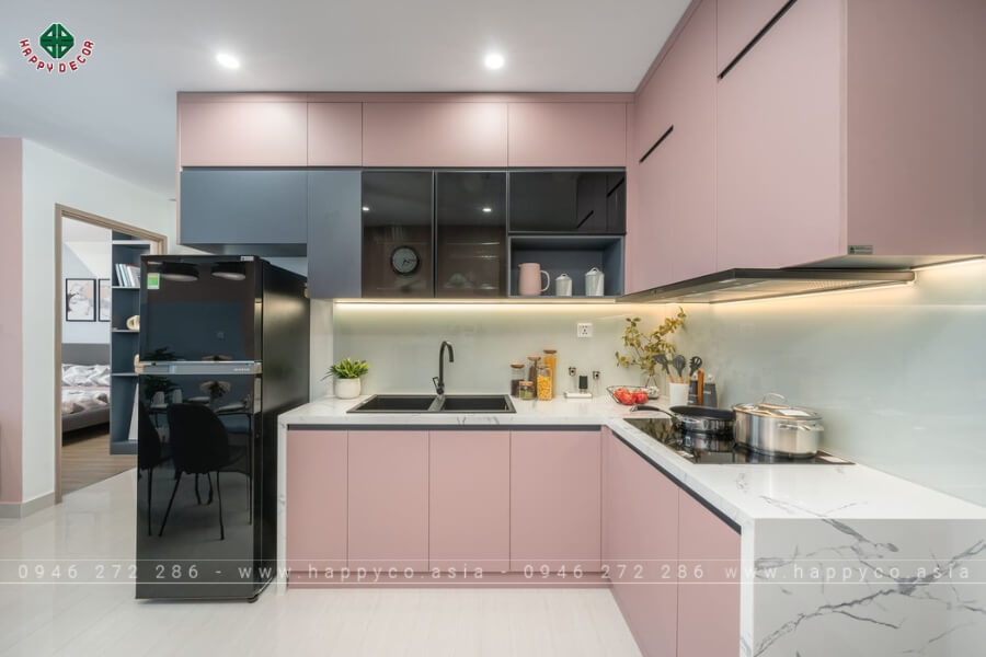 Tủ bếp gỗ công nghiệp hiện đại pastel mẫu 2 Tủ bếp gỗ công nghiệp hiện đại pastel mẫu 2