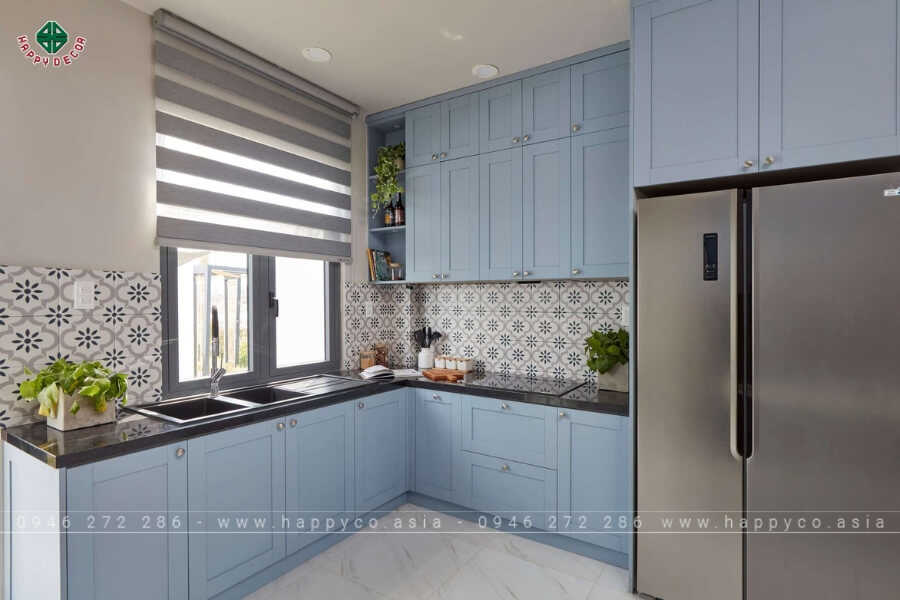 Tủ bếp gỗ công nghiệp hiện đại pastel mẫu 3 Tủ bếp gỗ công nghiệp hiện đại pastel mẫu 3