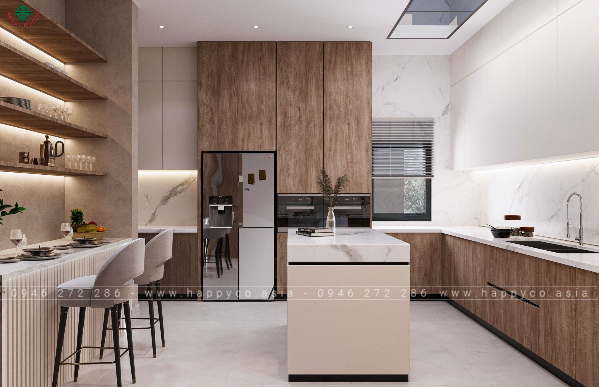 Phòng bếp - nơi mọi thành viên có thể dễ dàng tương tác