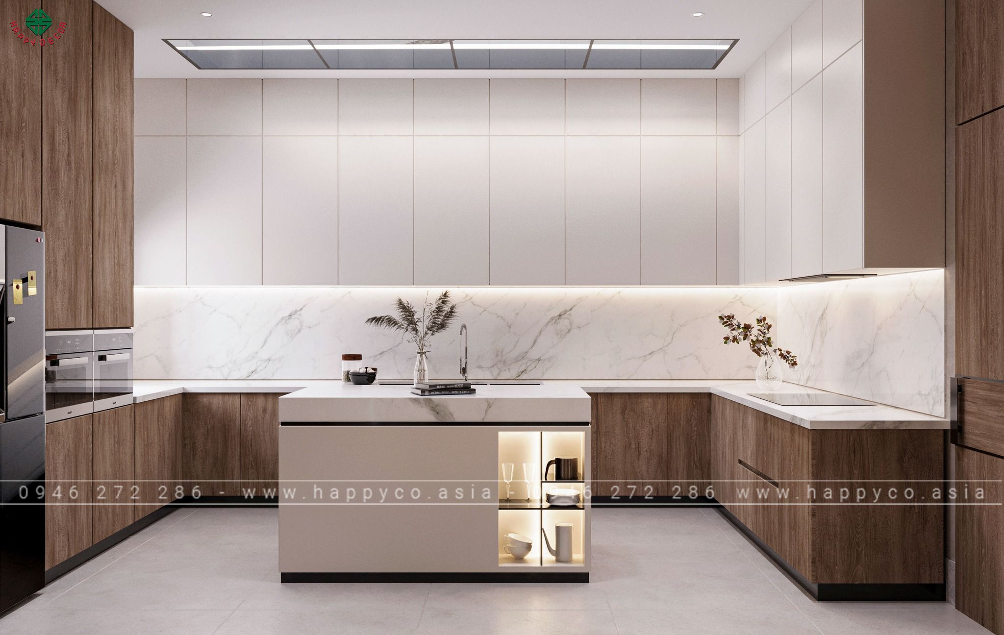 Phòng bếp bằng ván công nghiệp do Happy Decor thiết kế và thi công