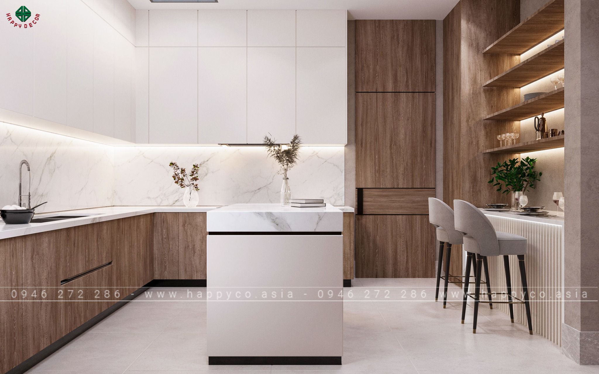 Nội thất phòng bếp hiện đại do Happy Decor thiết kế và thi công