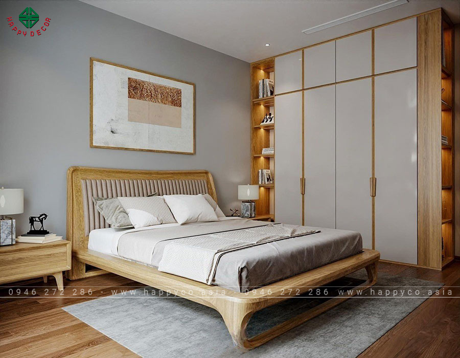 Nội thất từ tủ, giường, bàn đầu giường, kệ tivi… cũng được trang bị và sắp xếp hợp lý.