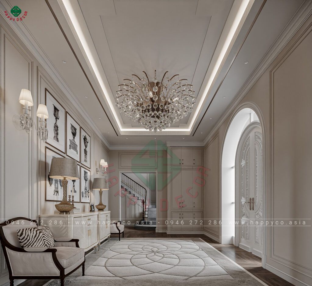 Khi bước vào sân biệt thự bạn ngay lập tức bị ấn tượng bởi sự sang trọng và quyền lực của lối vào