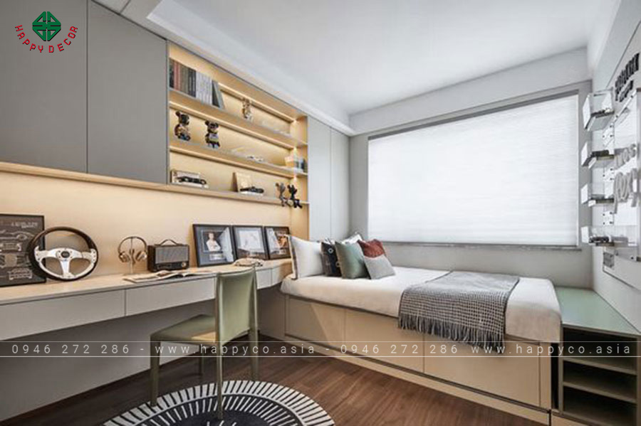 Nội thất phòng ngủ thông minh với giường tích hợp tủ quần áo