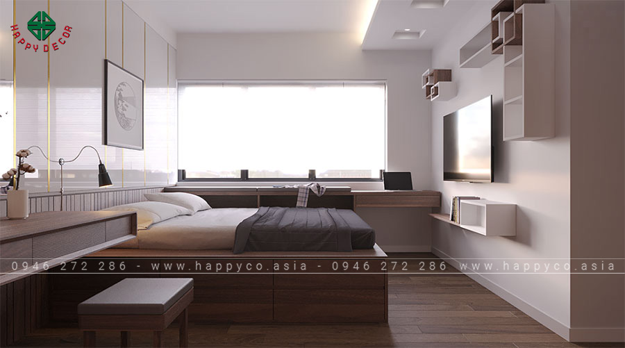Nội thất phòng ngủ thông minh với giường tủ