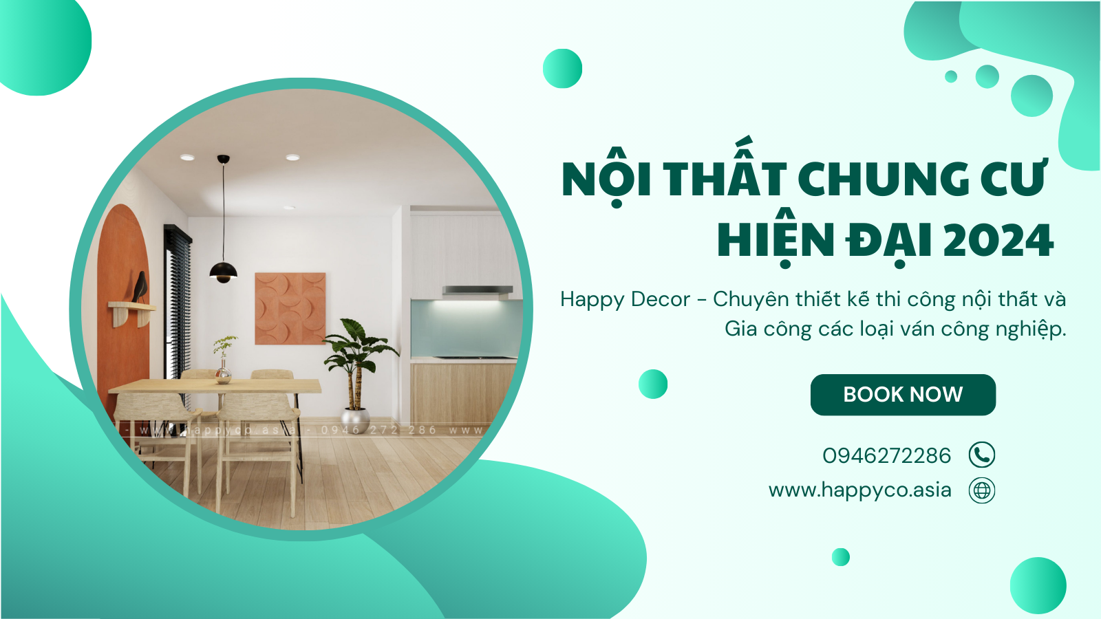 Nội thất chung cư hiện đại do Happy Decor thiết kế và thi công