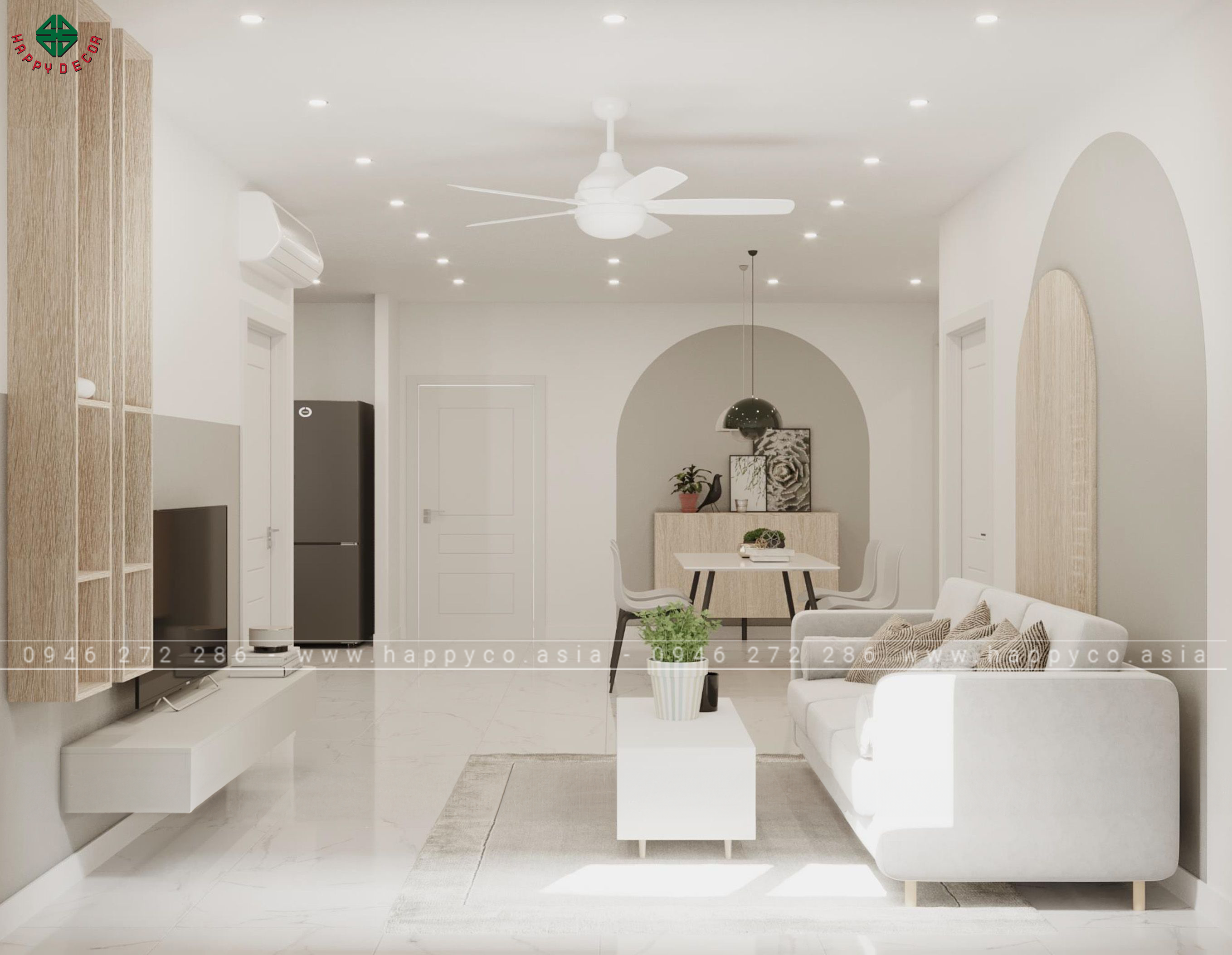 Nội thất chung cư bằng ván PVC - Mẫu 01