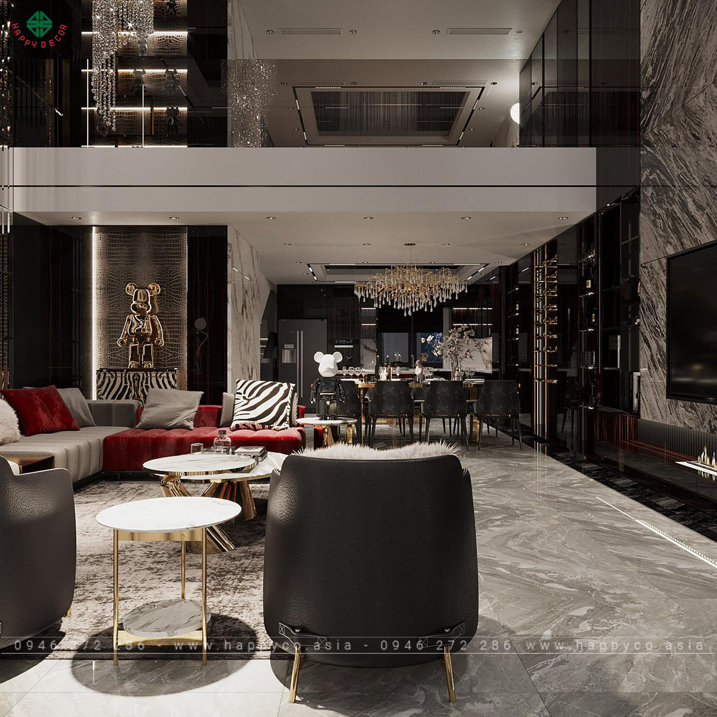 Sự kết hợp giữa barebick làm cho không gian phòng khách cuốn hút mọi ánh nhìn