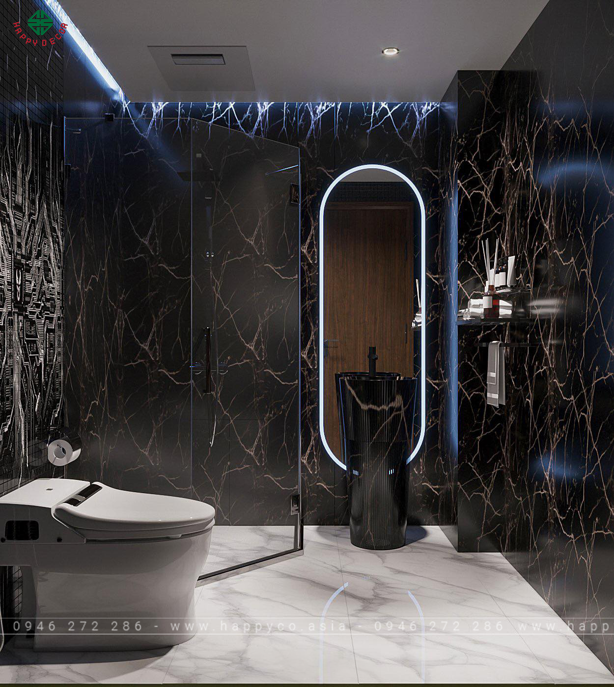 Phòng tắm cực kì cá tính với chiếc gương đầy cuốn hút