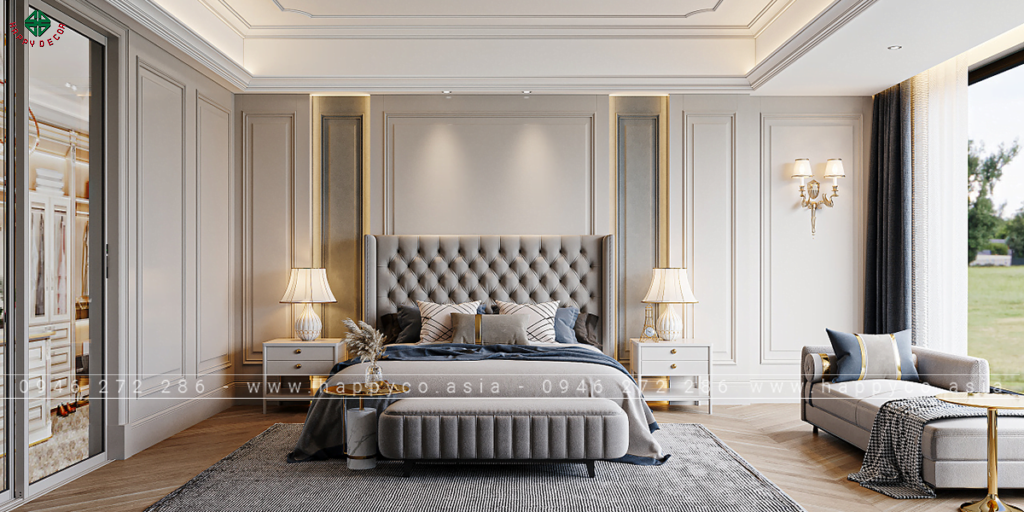 Nội thất phòng ngủ Tân Cổ Điển đẹp, xa hoa, lộng lẫy