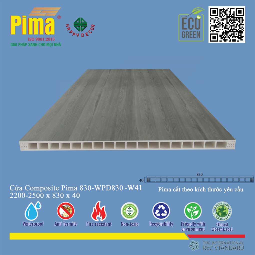Phôi cánh cửa Composite Pima 830 W41 tại Happy Decor - Biên Hòa