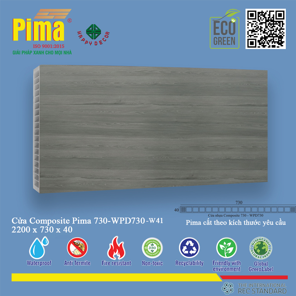 Phôi cánh cửa Composite PIMA 730-2200- W41 phù hợp với mọi loại công trình từ nhà ở, biệt thự,..