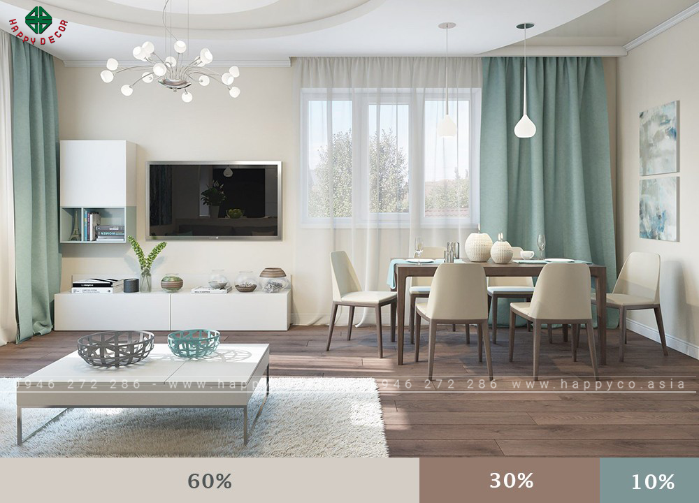 Phối màu nội thất tương phản