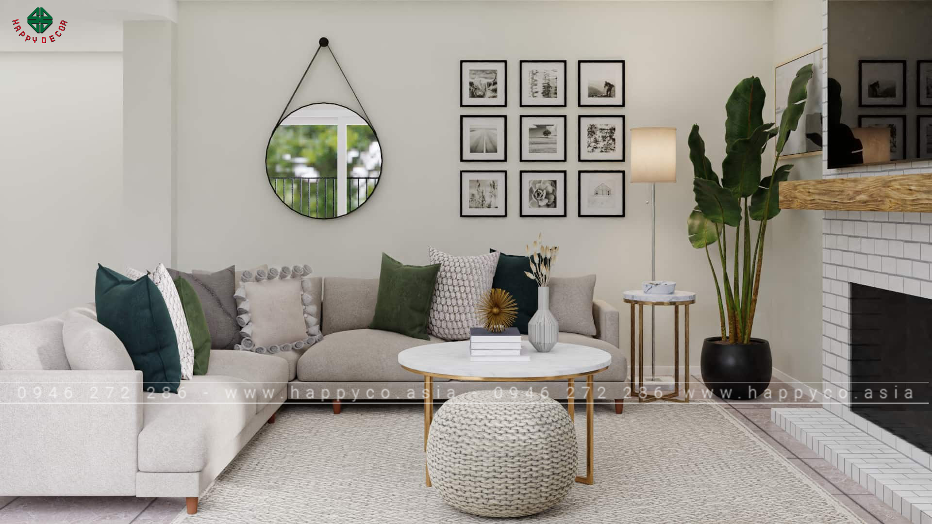 Nội thất với tông màu trắng chủ đạo